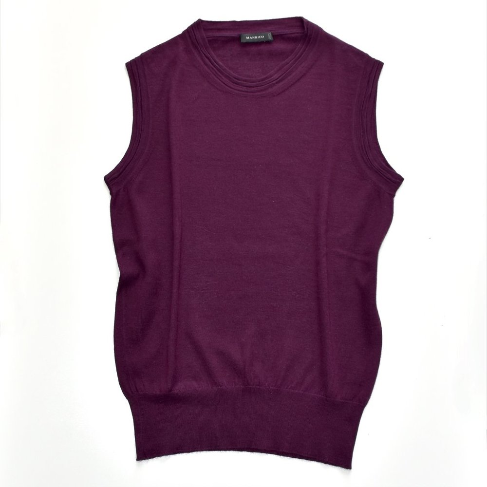 Manrico Italy Cashmere & Silk Eggplant Sleeveless Sweater XS